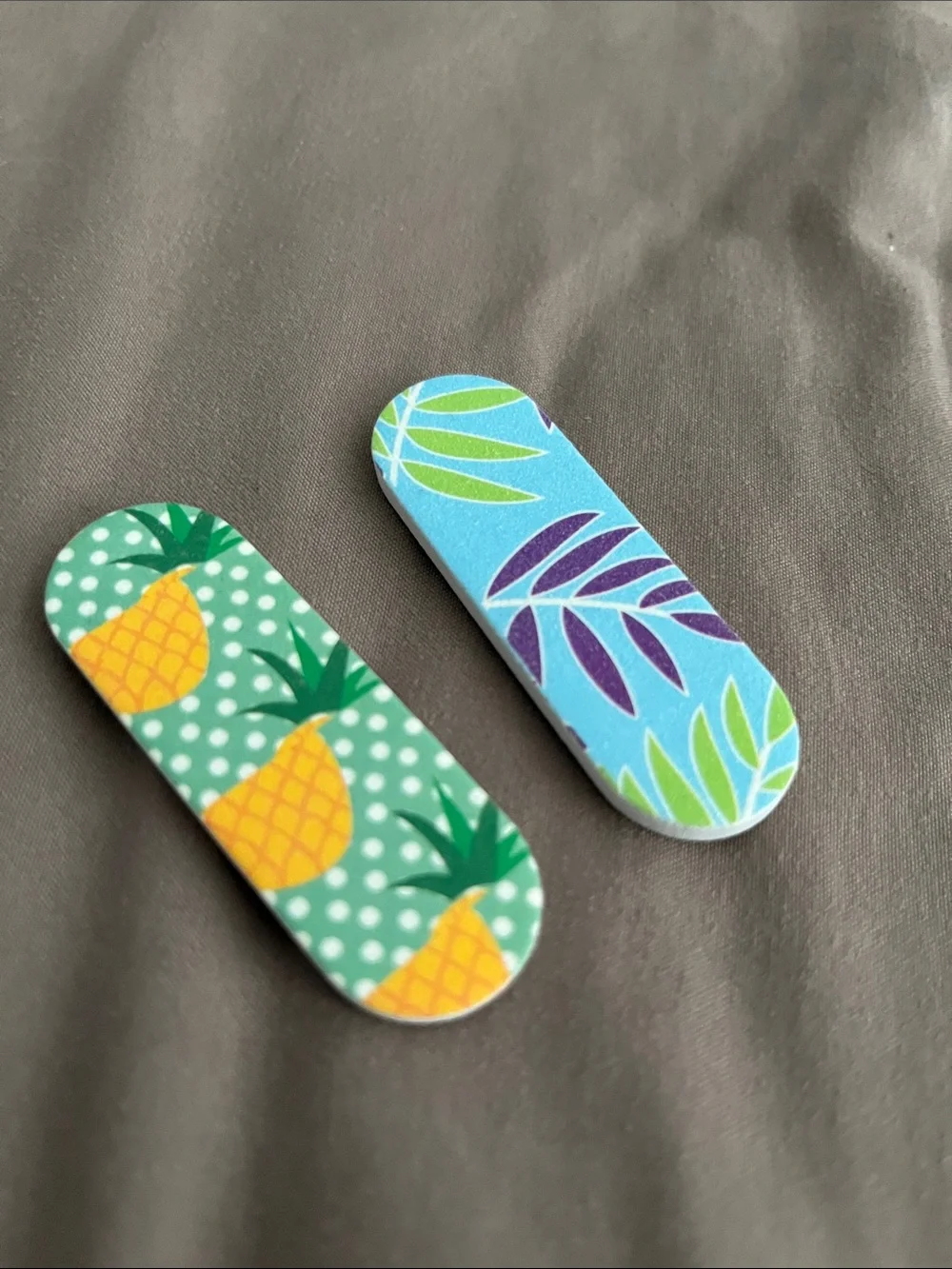 Kids Pineapple & Leaf Print Nail Files - Blue & Green